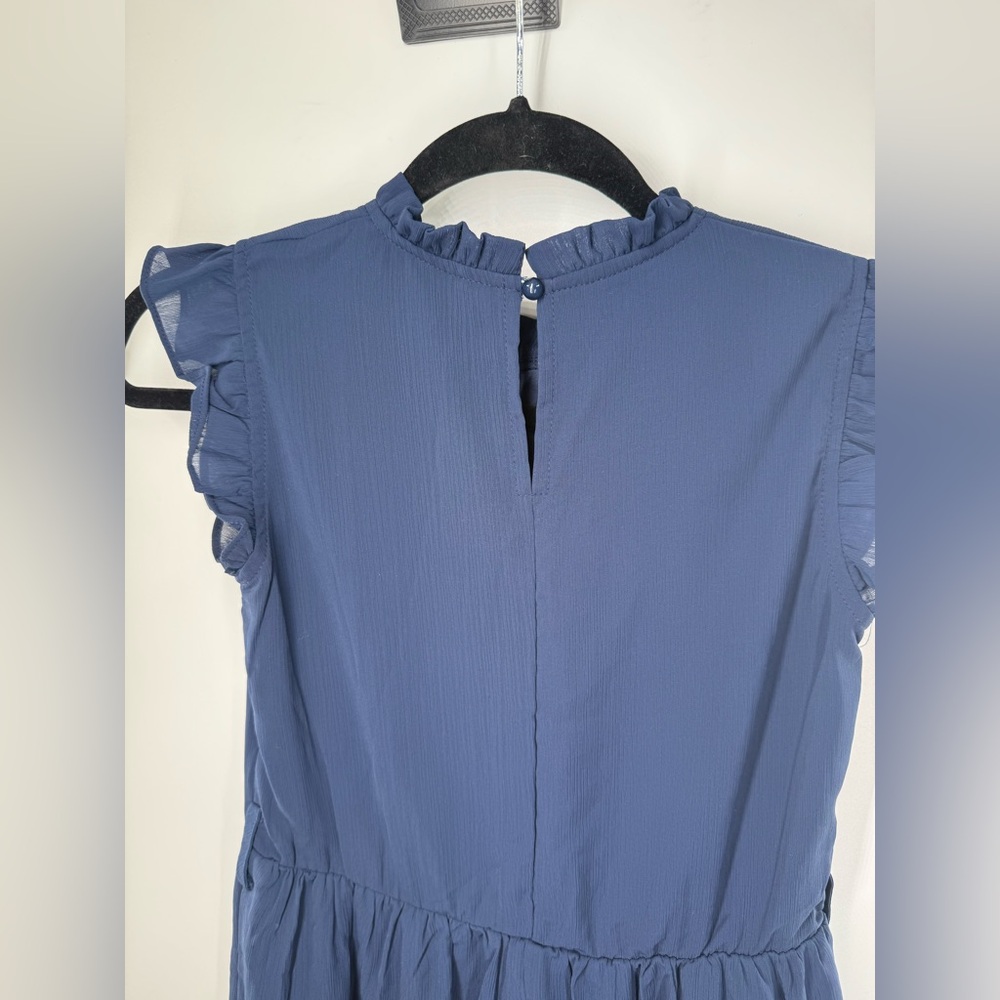 EUC Arshiner Blue Ruffle Neck Dress - Picture 10 of 11